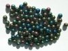 50 6mm Round Metallic Green Iris Glass Beads